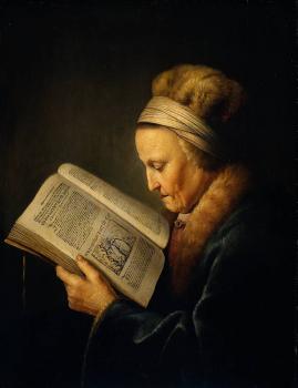 Gerrit Dou : Old Woman Reading a Lectionary
